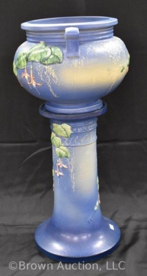 Roseville Fuchsia 645-8" jardiniere and pedestal, blue - 3