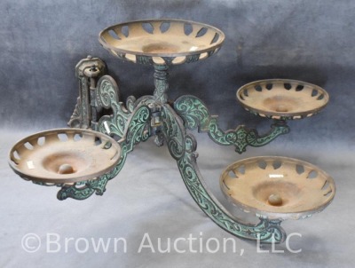 Ornate Cast Iron oil lamp wall bracket - holders for 4 lamps - 2