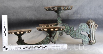 Ornate Cast Iron oil lamp wall bracket - holders for 4 lamps - 9