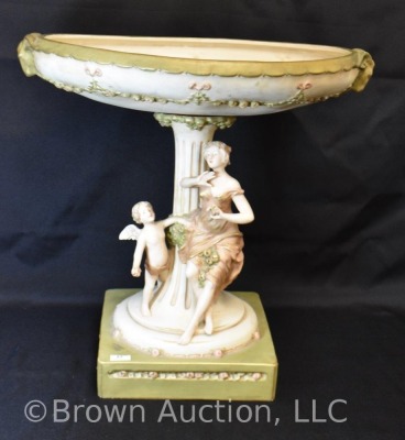 Mrkd. Royal Dux Art Nouveau sculpture compote w/ large bowl, 16" tall