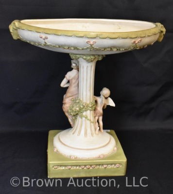 Mrkd. Royal Dux Art Nouveau sculpture compote w/ large bowl, 16" tall - 5