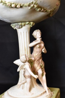 Mrkd. Royal Dux Art Nouveau sculpture compote w/ large bowl, 16" tall - 7