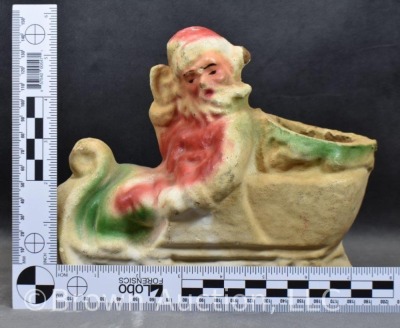 (2) Paper mache Santas: 1-planter - 7