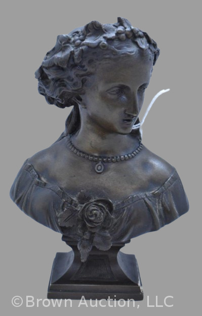 Bronze French sculpture 6.5" sculpture bust of woman