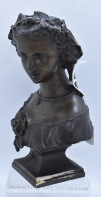 Bronze French sculpture 6.5" sculpture bust of woman - 2