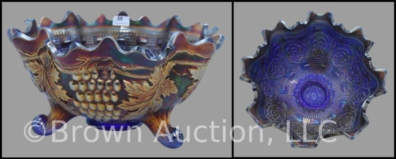 Fenton Carnival Glass Persian Medallion/Grape and Cable ftd. Fruit Bowl