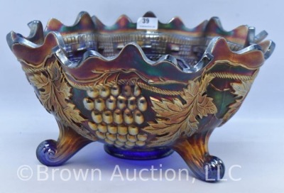 Fenton Carnival Glass Persian Medallion/Grape and Cable ftd. Fruit Bowl - 2