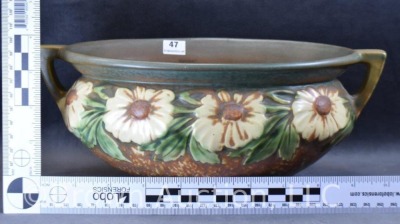 Roseville Dahlrose 179-8" console bowl - 7