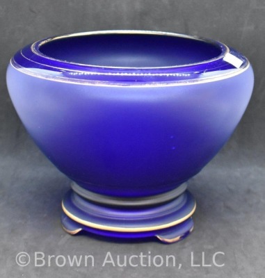 Tiffin glass 6"h bowl/ vase on attached pedestal base, cobalt