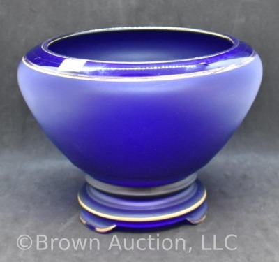 Tiffin glass 6"h bowl/ vase on attached pedestal base, cobalt - 2