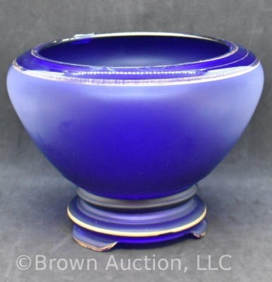 Tiffin glass 6"h bowl/ vase on attached pedestal base, cobalt - 3