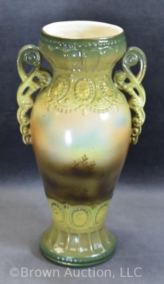 Mrkd. Austria 10" vase, foreign street scene - 3