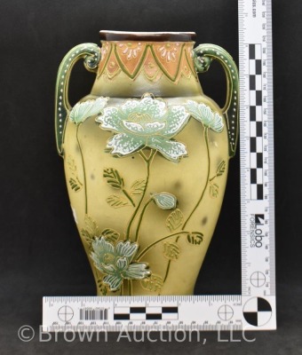 Mrkd.Hyaku Japan 9" vase, heavy enameled floral decoration - 7