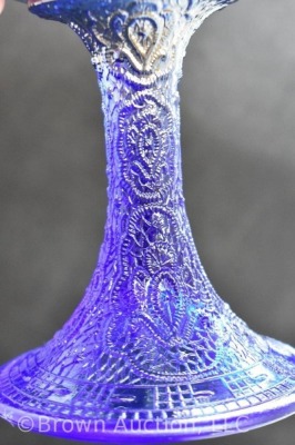 Fenton Carnival Glass Persian Medallion 6"h compote, cobalt - 5