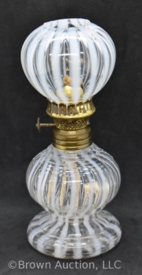 Clear opalescent Stripe 6" miniature oil lamp - 3