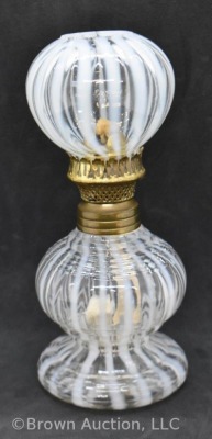 Clear opalescent Stripe 6" miniature oil lamp - 4