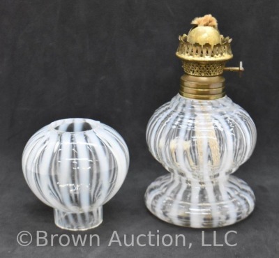 Clear opalescent Stripe 6" miniature oil lamp - 5