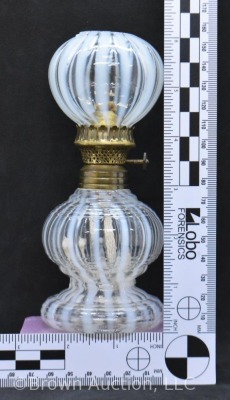 Clear opalescent Stripe 6" miniature oil lamp - 8