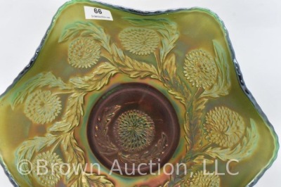 Fenton Carnival Glass Ten Mums ruffled bowl - 3