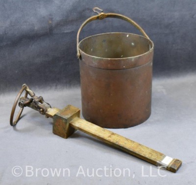 Winchester-Fairbanks hanging brass beam scale bushel bucket