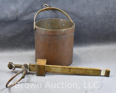 Winchester-Fairbanks hanging brass beam scale bushel bucket - 3