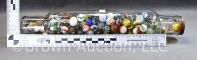 Glass rolling pin - full of mixed marbles - 6