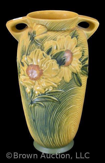 Roseville Peony 67-12" , vase, yellow