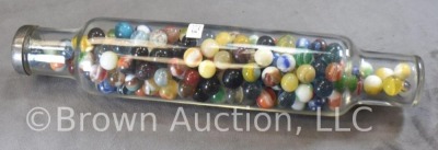 Glass rolling pin - full of mixed marbles - 2