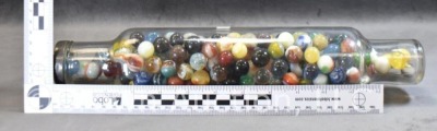 Glass rolling pin - full of mixed marbles - 5