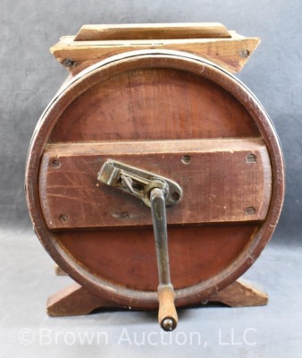 Wooden table-top cylinder barrel butter churn - 2