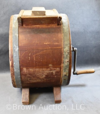 Wooden table-top cylinder barrel butter churn - 3