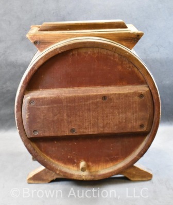 Wooden table-top cylinder barrel butter churn - 4