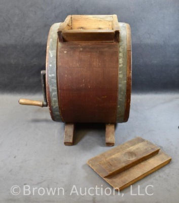 Wooden table-top cylinder barrel butter churn - 5