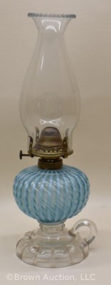 Hobbs blue opalescent Sheldon Swirl finger lamp - 2