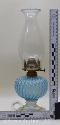 Hobbs blue opalescent Sheldon Swirl finger lamp - 8