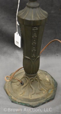 Lamb Brothers and Greene leaded/stained glass electrified lamp with cast base - 12