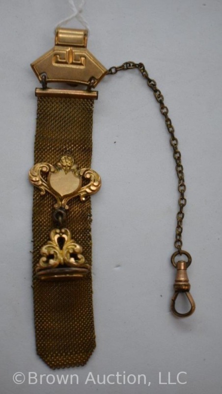 Gold pocket watch fob chain, highly decorative