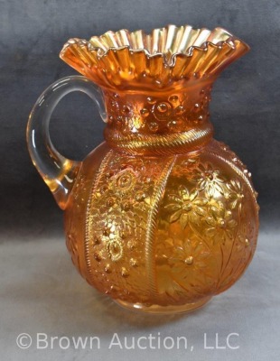 Fenton Carnival Glass Bouquet 6 pc. water set, marigold - 8