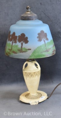 Mrkd. Moe Bridges reverse painted glass Art Deco boudoir lamp - 4