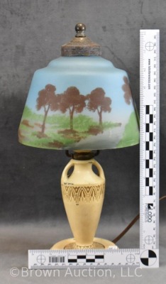 Mrkd. Moe Bridges reverse painted glass Art Deco boudoir lamp - 8