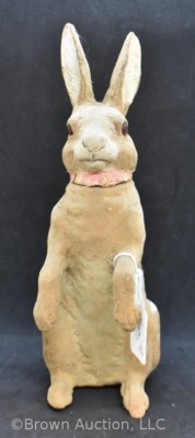 Paper mache 10" rabbit Easter candy container, stopper and glass eyes - 4