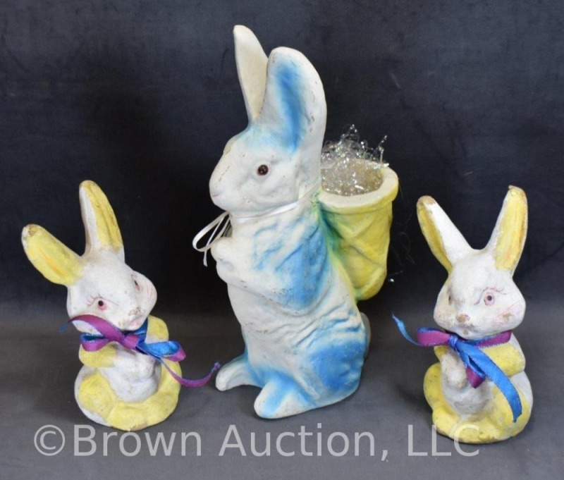 (3) Paper mache rabbits