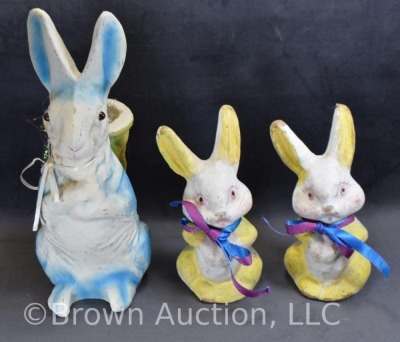 (3) Paper mache rabbits - 2