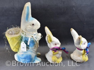 (3) Paper mache rabbits - 5