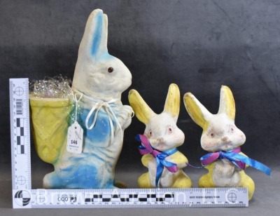 (3) Paper mache rabbits - 9