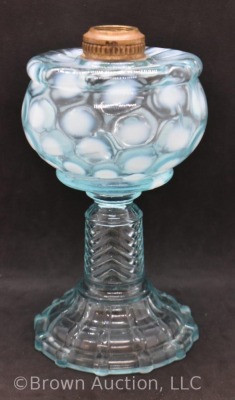 Blue opalescent Coin Dot 7" kerosene stand lamp - 3