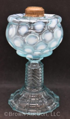 Blue opalescent Coin Dot 7" kerosene stand lamp - 4