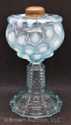 Blue opalescent Coin Dot 7" kerosene stand lamp - 5