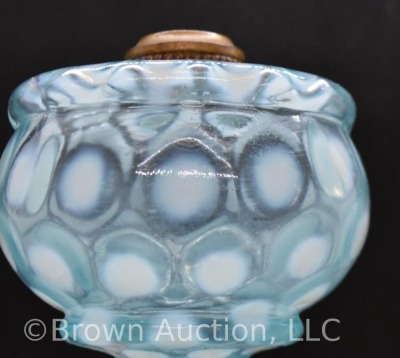 Blue opalescent Coin Dot 7" kerosene stand lamp - 7