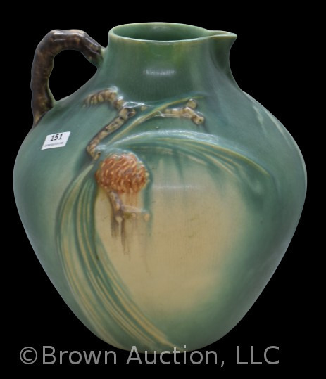 Roseville Pine Cone 708-9" pitcher, green